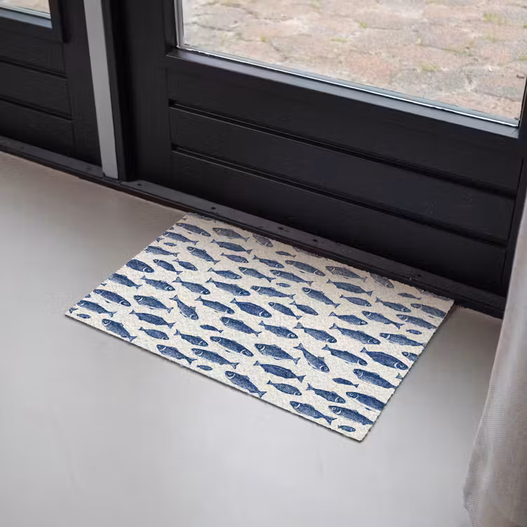 Deurmat - Vissen - Patroon - Blauw - Wit — 2