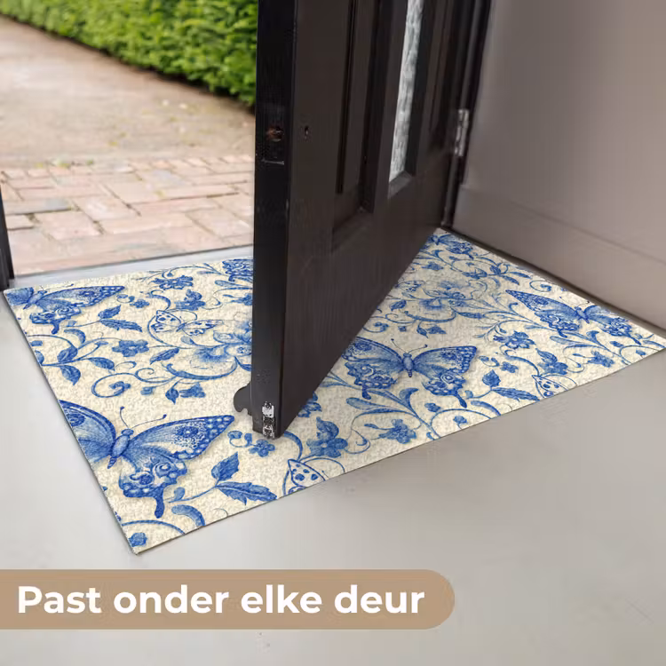 Deurmat - Vlinders - Bloemen - Blauw - Botanisch — 7