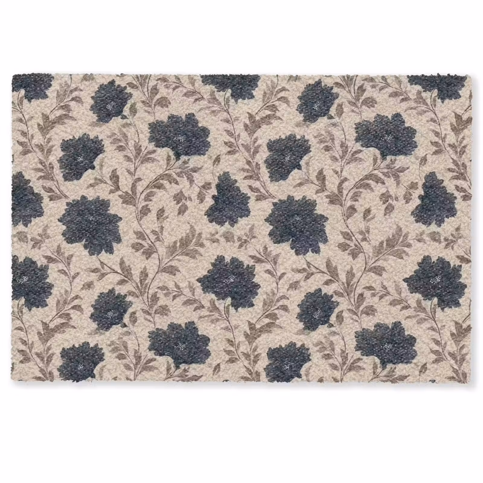 Deurmat - Motief - Bloemen - Zwart - Beige — 1