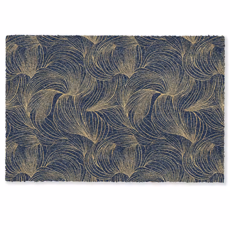 Deurmat - Abstract - Lijnen - Blauw - Goud — 1