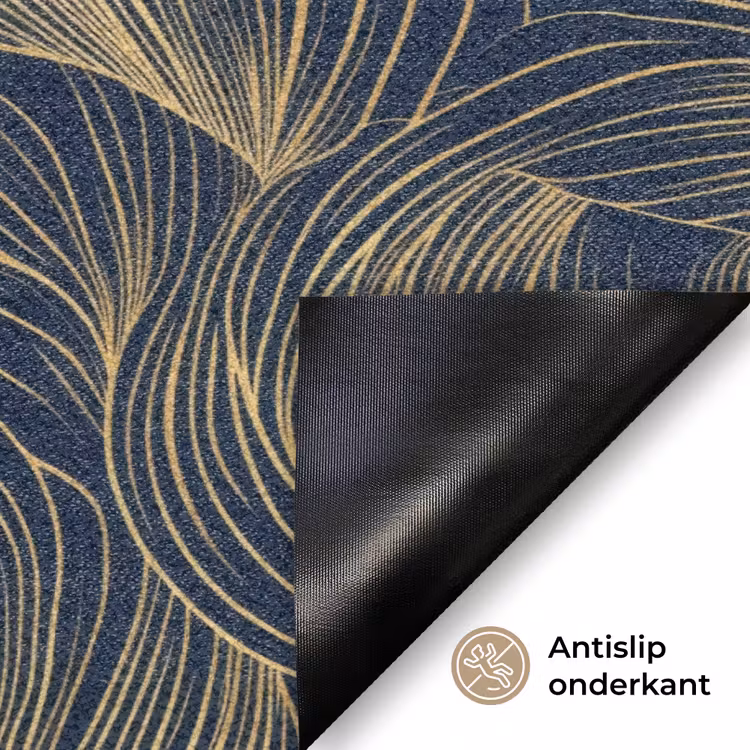 Deurmat - Abstract - Lijnen - Blauw - Goud — 6