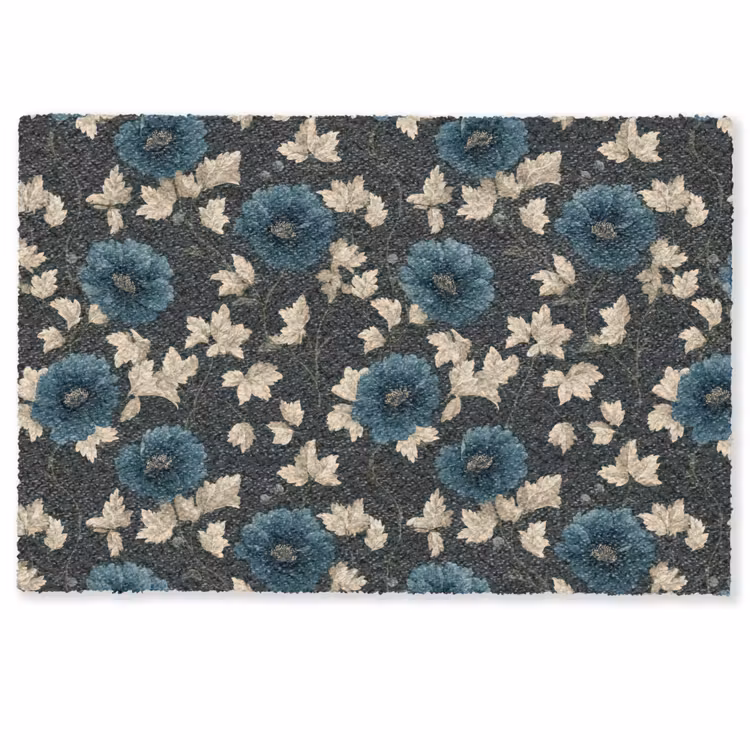 Deurmat - Botanisch - Bloemen - Blauw — 1