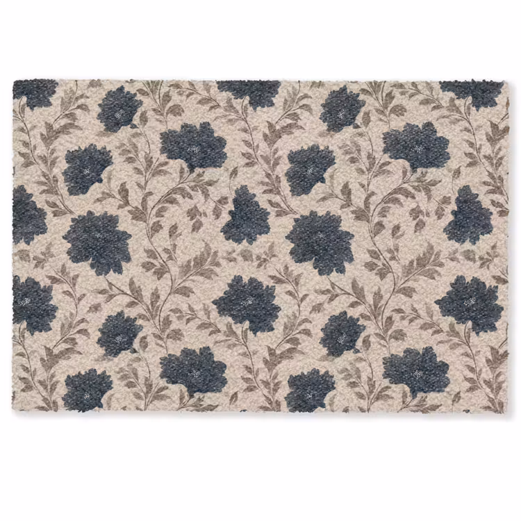 Deurmat - Motief - Bloemen - Zwart - Beige — 1