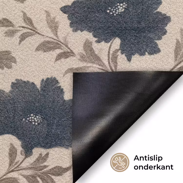 Deurmat - Motief - Bloemen - Zwart - Beige — 6