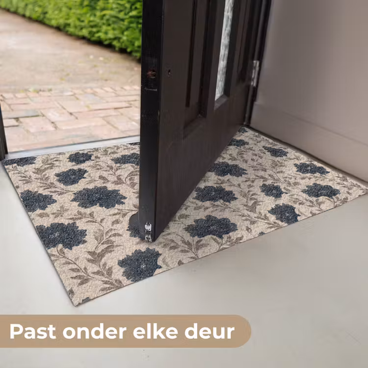 Deurmat - Motief - Bloemen - Zwart - Beige — 7