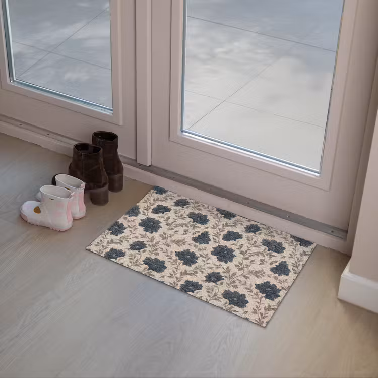 Deurmat - Motief - Bloemen - Zwart - Beige — 8
