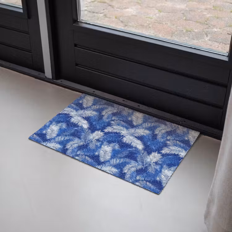 Deurmat - Palmblad - Patroon - Blauw — 2