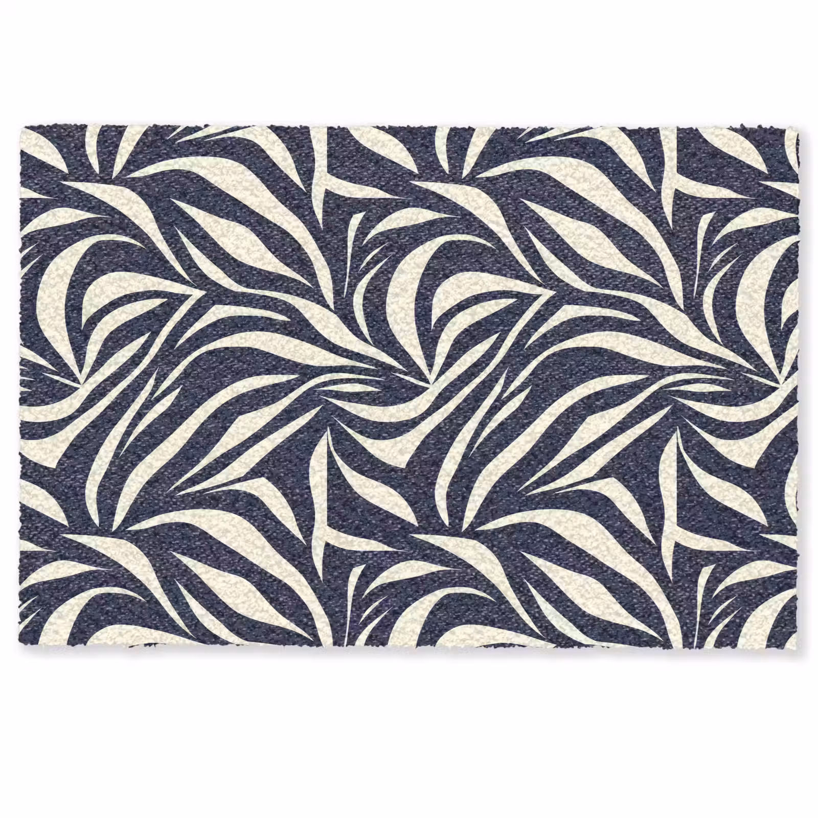 Deurmat - Bladvormen - Blauw - Patroon - Wit — 1