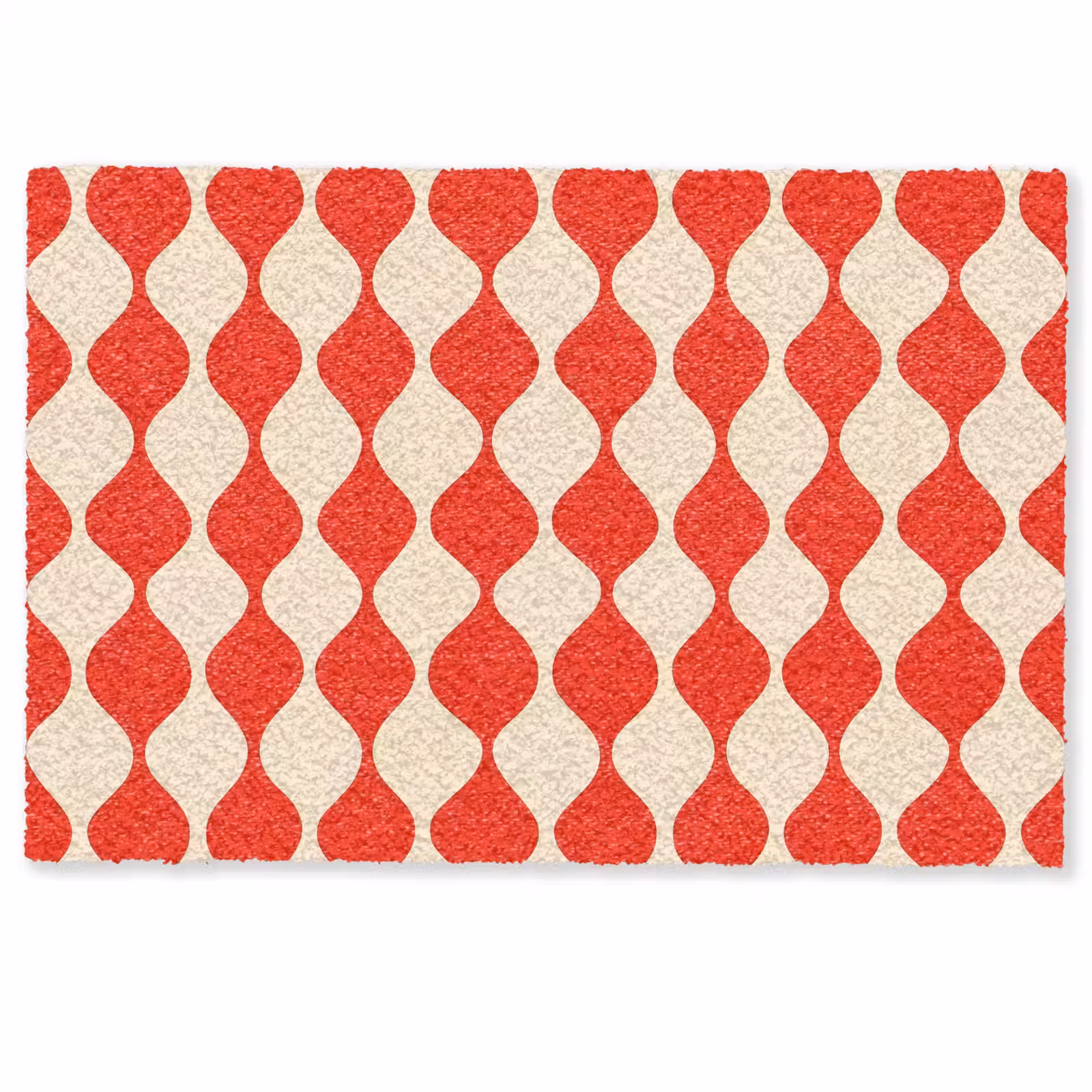 Deurmat - Golvend patroon - Retro - Rood - Beige — 1