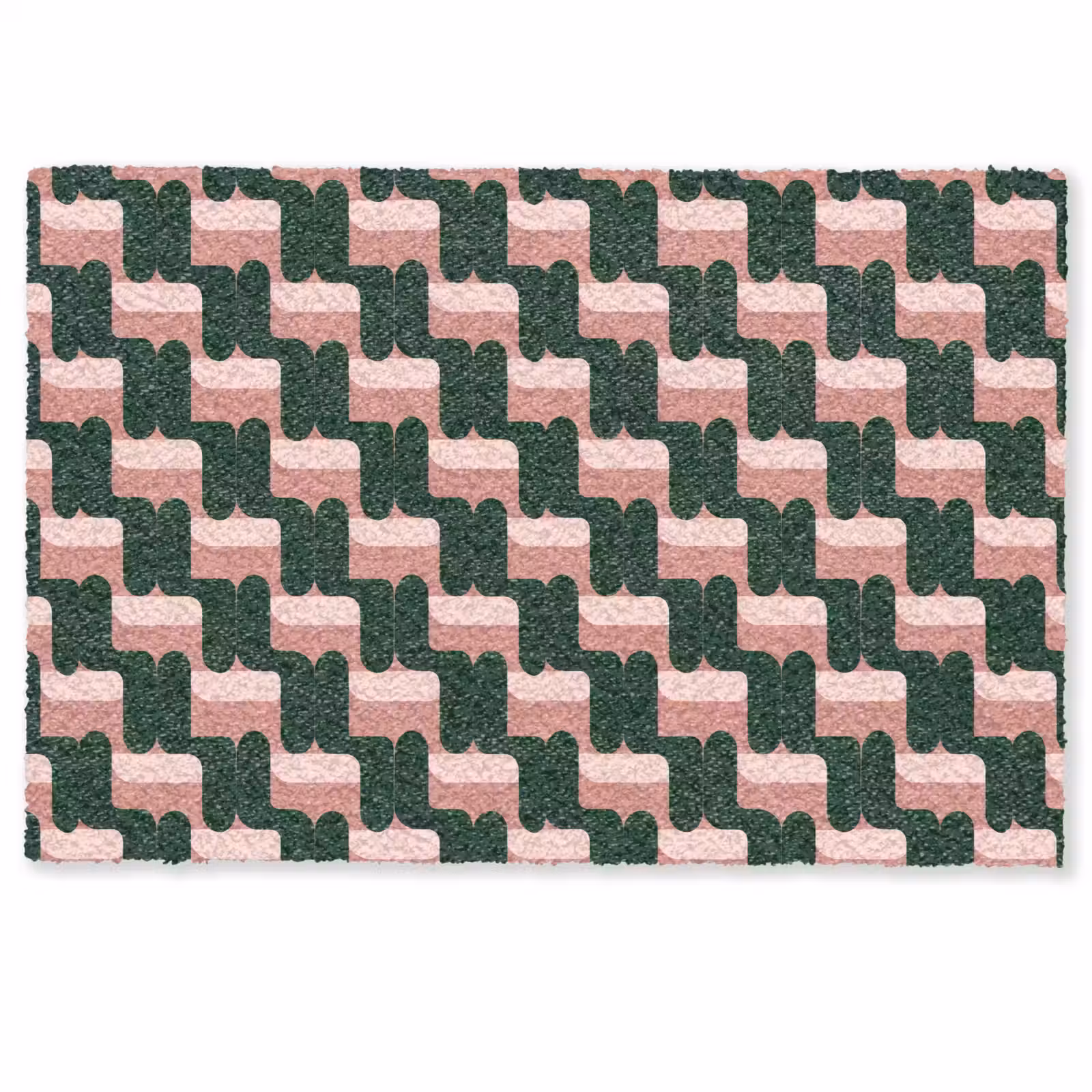 Deurmat - Vlechtpatroon - Groen - Roze - Geometrisch — 1