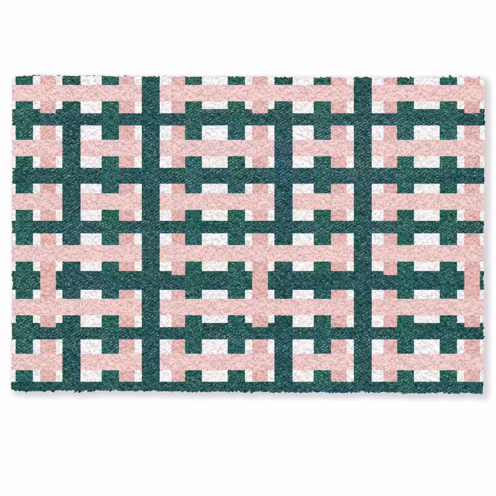 Deurmat - Vlechtpatroon - Groen - Roze - Grafisch — 1