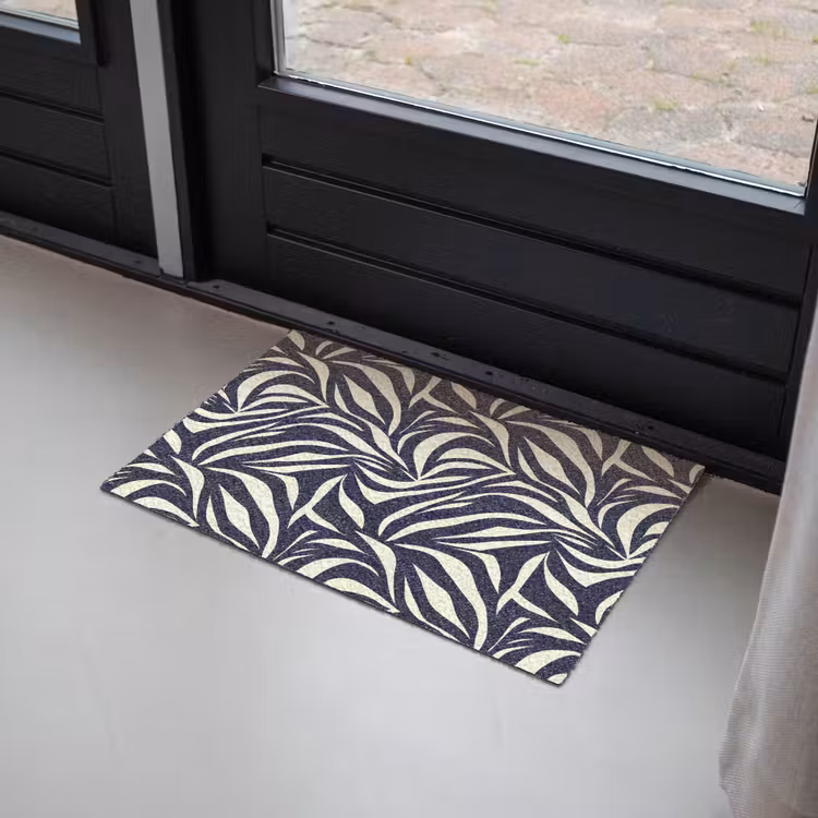 Deurmat - Bladvormen - Blauw - Patroon - Wit — 2