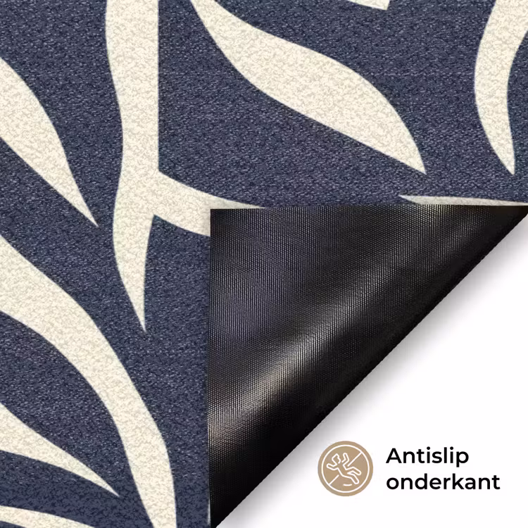 Deurmat - Bladvormen - Blauw - Patroon - Wit — 6