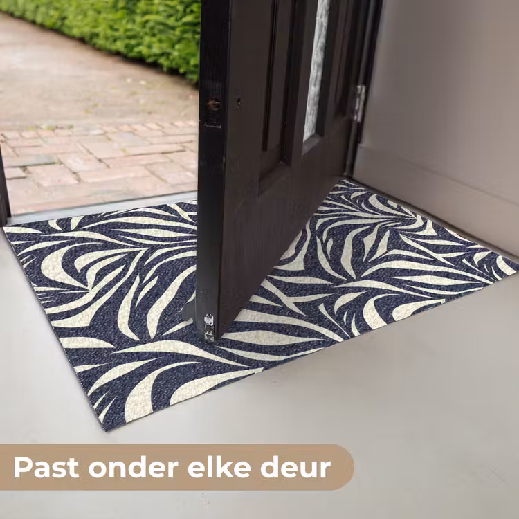 Deurmat - Bladvormen - Blauw - Patroon - Wit — 7