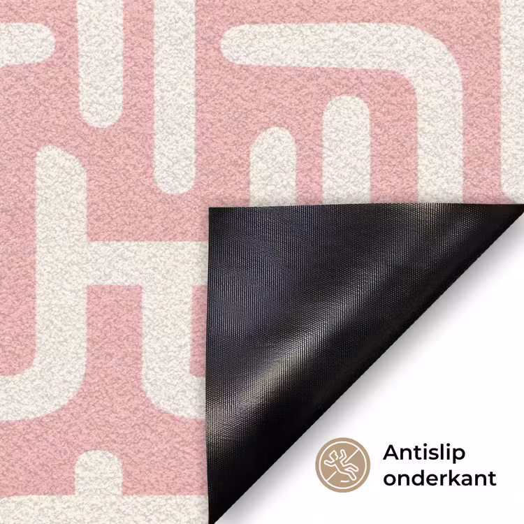Deurmat - Doolhofpatroon - Roze - Wit - Abstract — 6