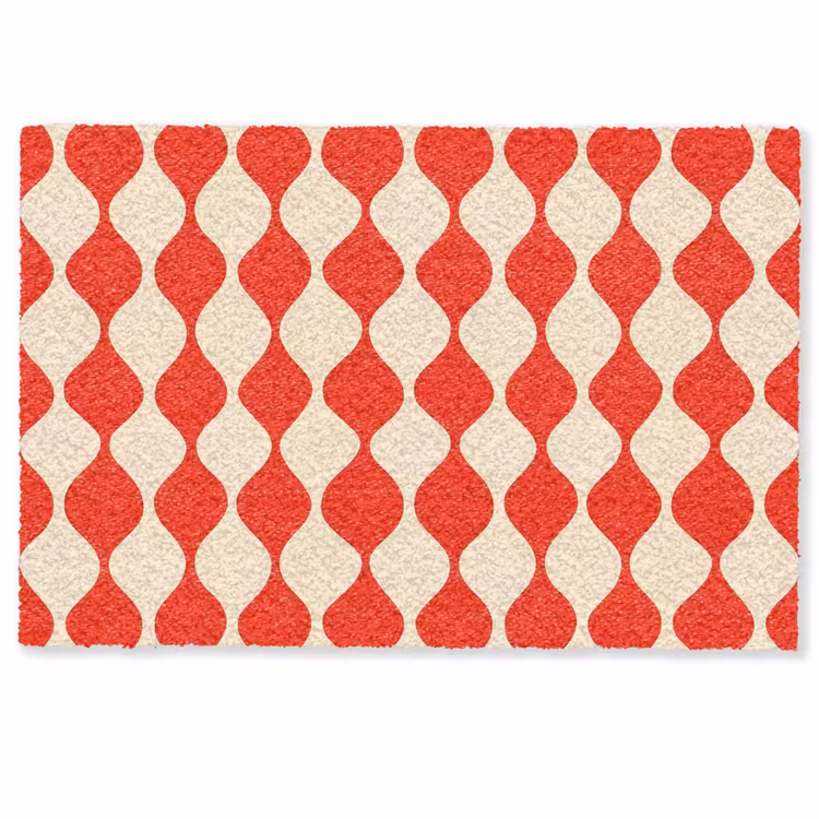 Deurmat - Golvend patroon - Retro - Rood - Beige — 1