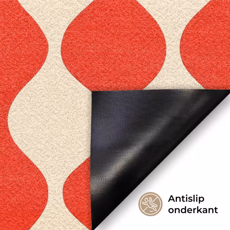 Deurmat - Golvend patroon - Retro - Rood - Beige — 6