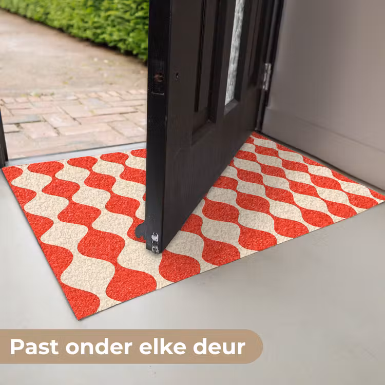 Deurmat - Golvend patroon - Retro - Rood - Beige — 7