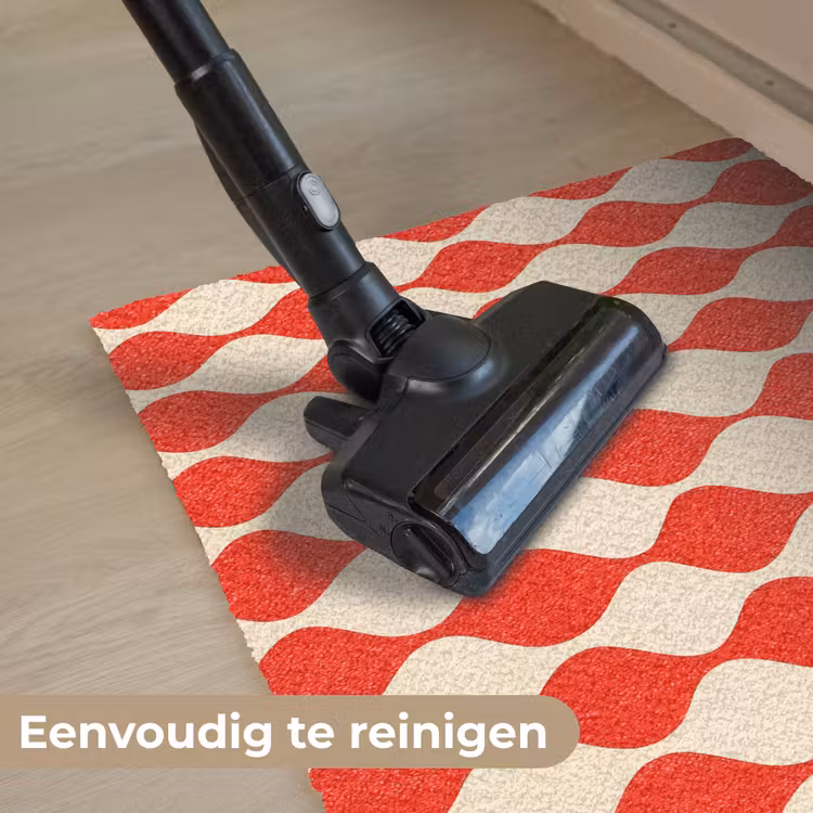 Deurmat - Golvend patroon - Retro - Rood - Beige — 9