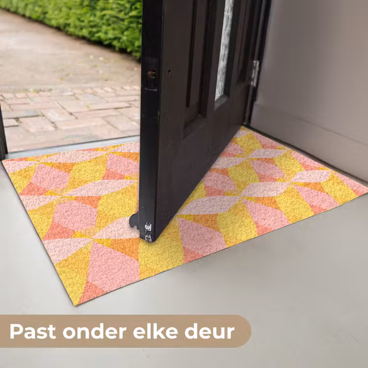 Deurmat - Kleurrijk - Ruitpatroon - Bladvormen — 7