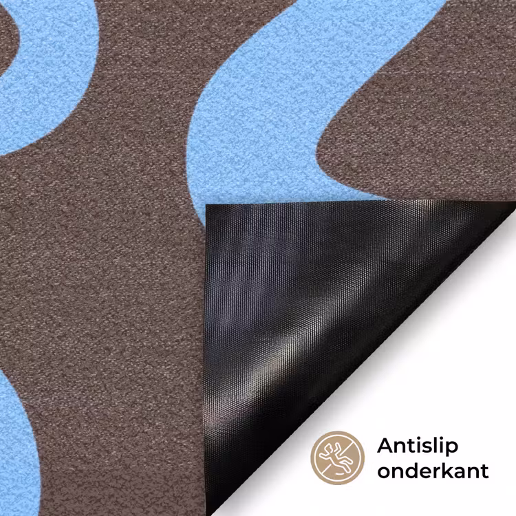 Deurmat - Kronkelende lijnen - Blauw - Bruin - Minimalistisch — 6