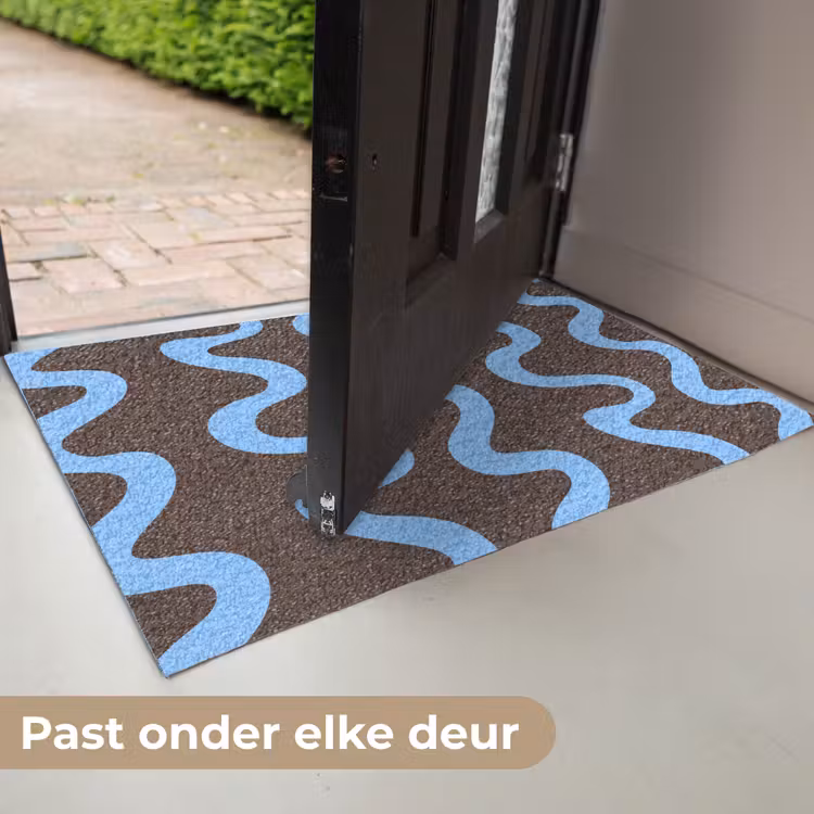 Deurmat - Kronkelende lijnen - Blauw - Bruin - Minimalistisch — 7