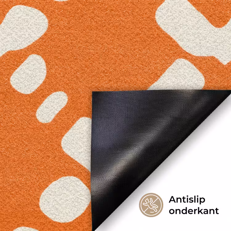 Deurmat - Oranje - Ruitpatroon - Wit — 6