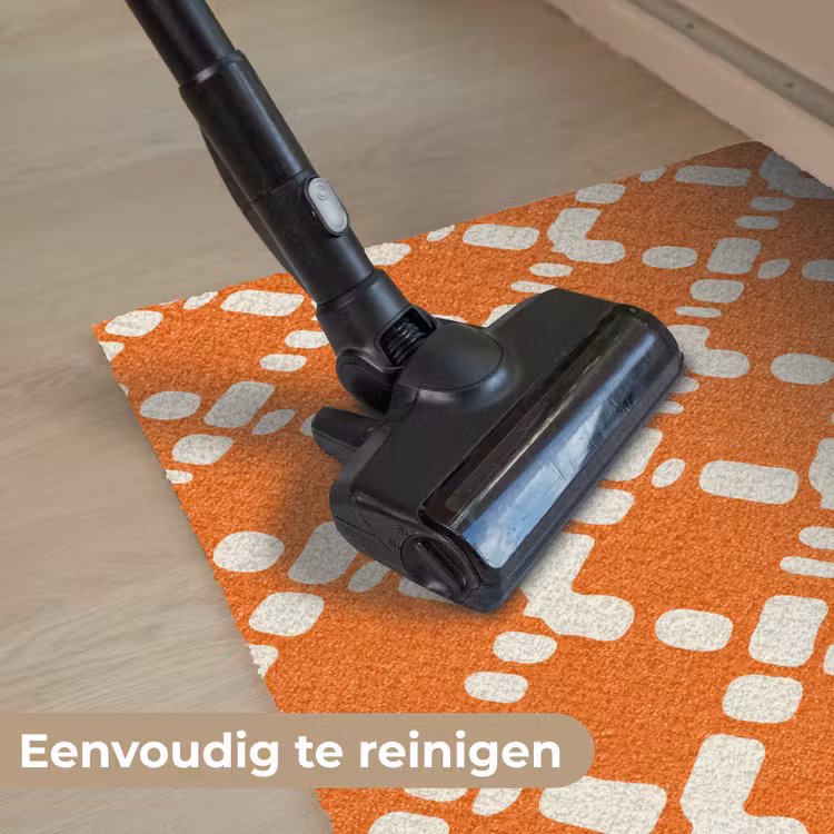 Deurmat - Oranje - Ruitpatroon - Wit — 9
