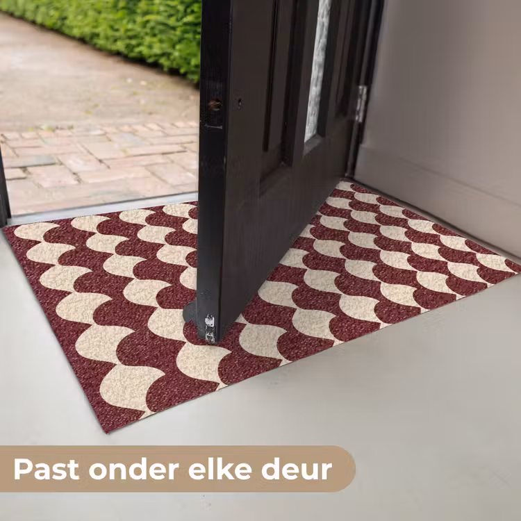 Deurmat - Rood - Tegelpatroon - Crème — 7
