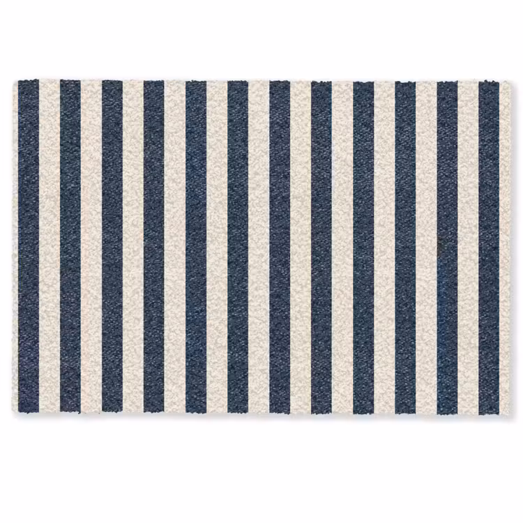 Deurmat - Verticale strepen - Blauw - Crème — 1