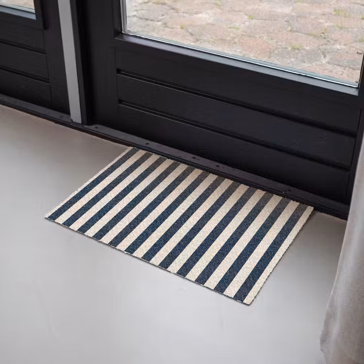 Deurmat - Verticale strepen - Blauw - Crème — 2