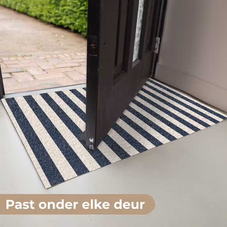 Deurmat - Verticale strepen - Blauw - Crème — 7