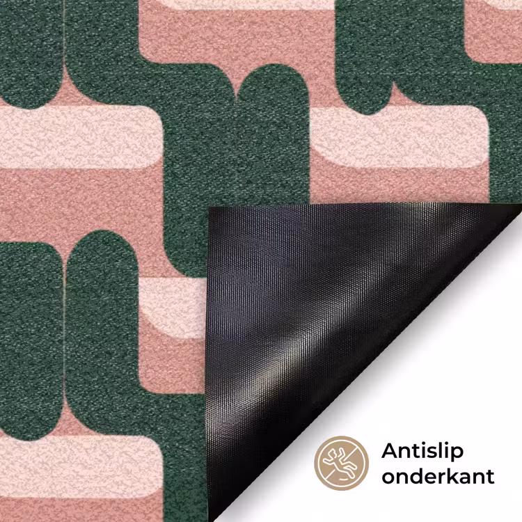 Deurmat - Vlechtpatroon - Groen - Roze - Geometrisch — 6