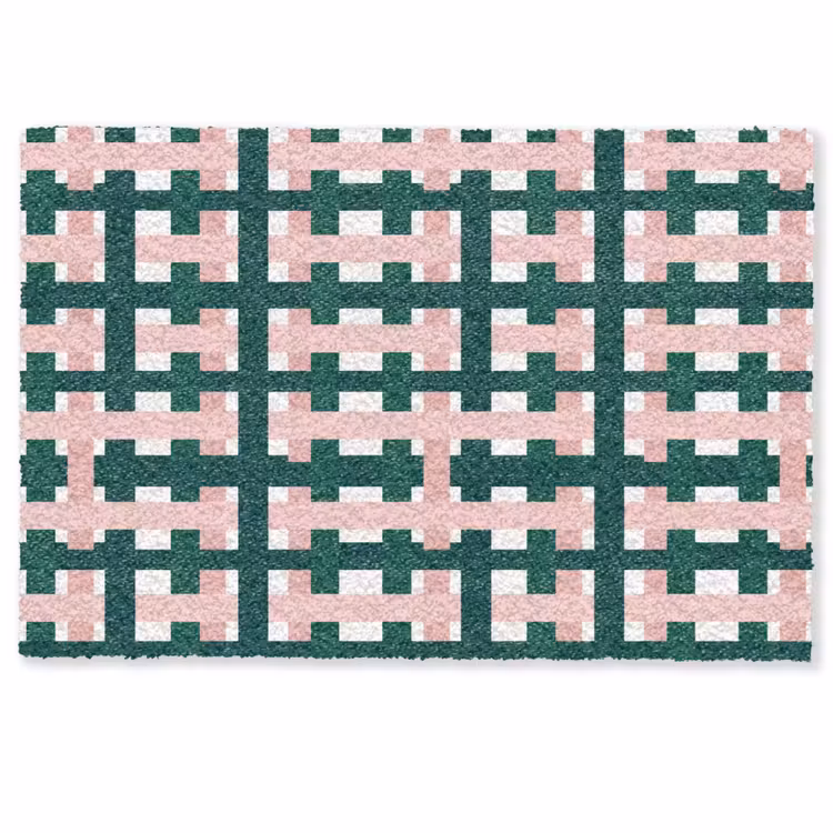 Deurmat - Vlechtpatroon - Groen - Roze - Grafisch — 1