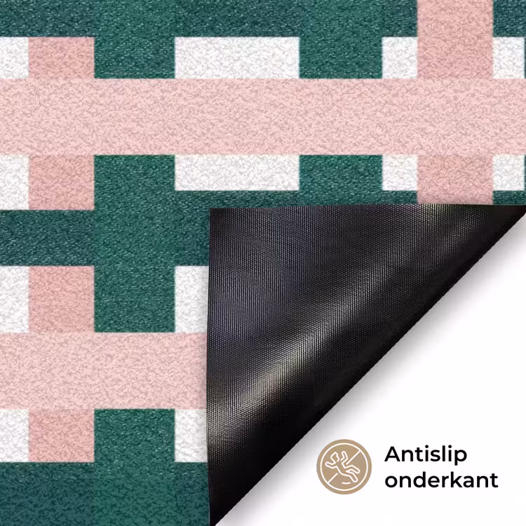 Deurmat - Vlechtpatroon - Groen - Roze - Grafisch — 6