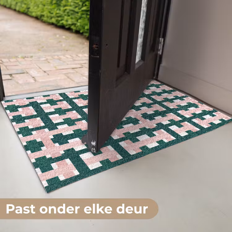 Deurmat - Vlechtpatroon - Groen - Roze - Grafisch — 7