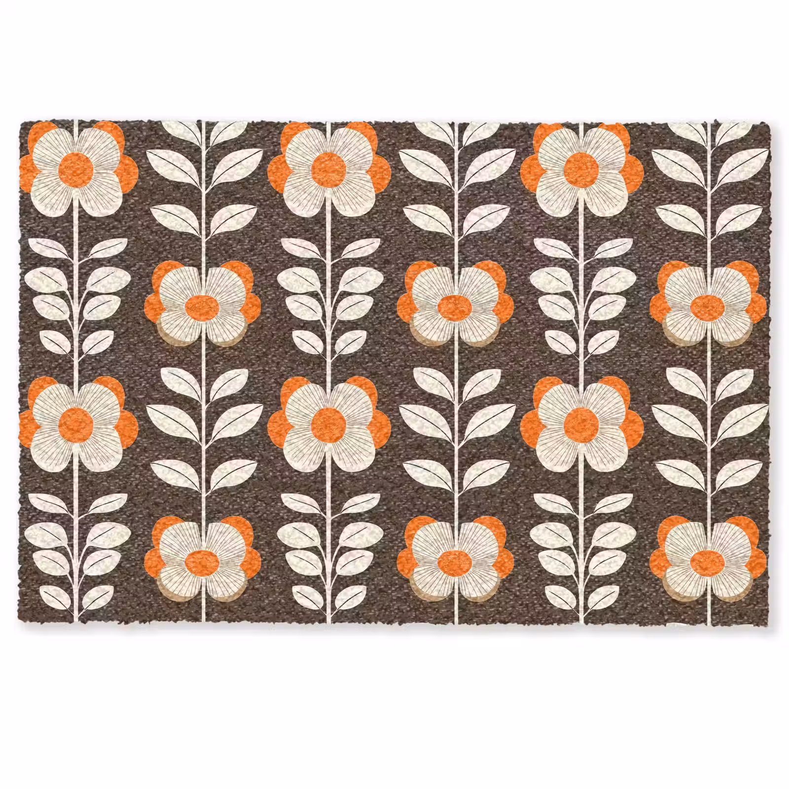 Deurmat - Bloemen - Retro - Bruin — 1