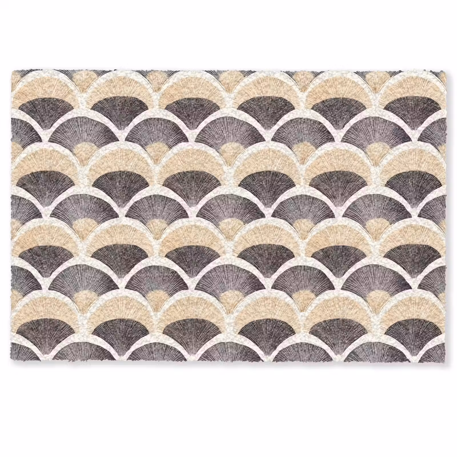 Deurmat - Waaier - Patroon - Zwart - Beige — 1