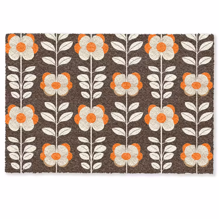 Deurmat - Bloemen - Retro - Bruin — 1