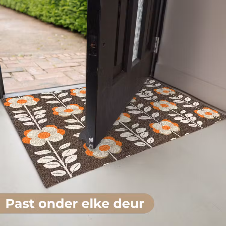 Deurmat - Bloemen - Retro - Bruin — 7