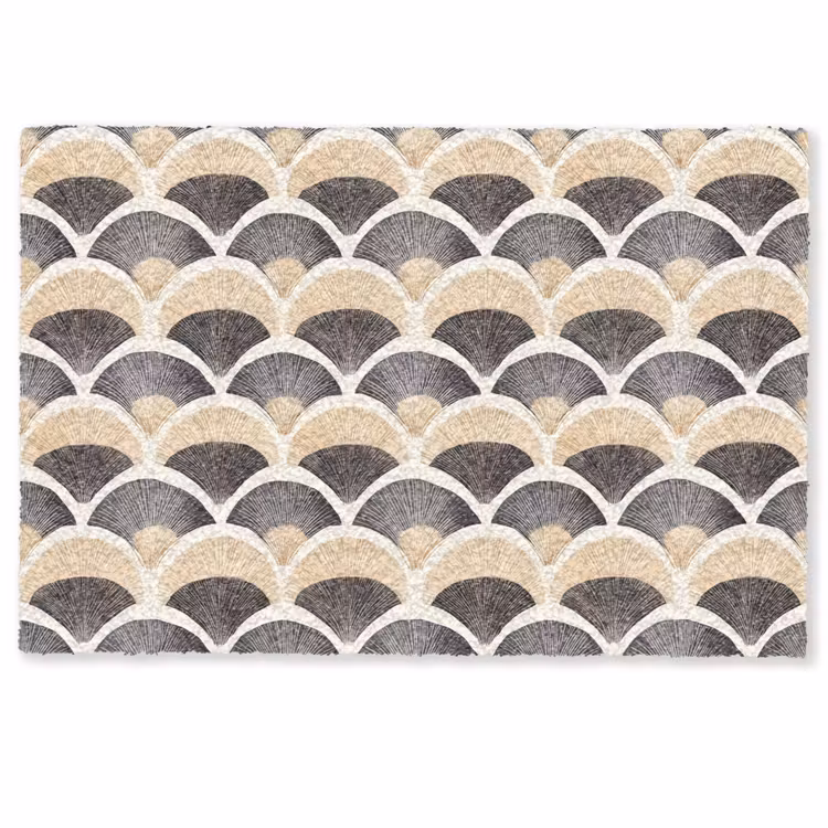 Deurmat - Waaier - Patroon - Zwart - Beige — 1