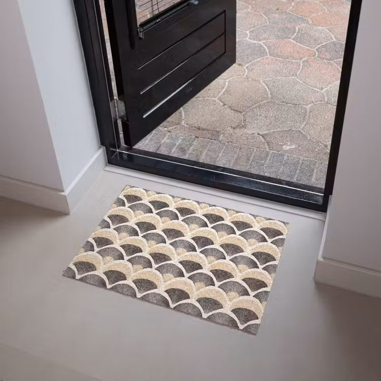 Deurmat - Waaier - Patroon - Zwart - Beige — 4