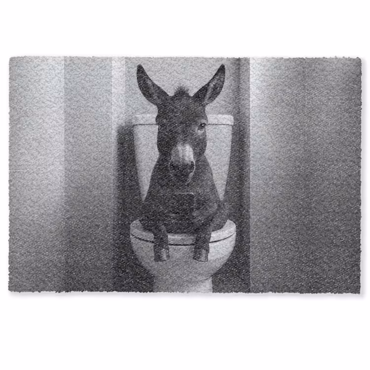 Deurmat - Ezel - Telefoon - Toilet - Zwart - Wit — 1