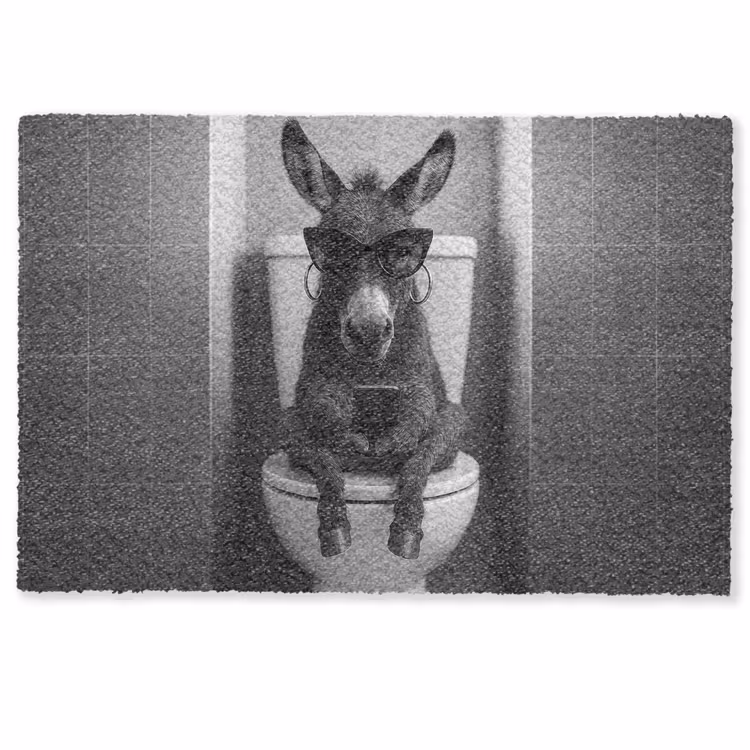 Deurmat - Ezel - Telefoon - Toilet - Zwart - Wit — 1