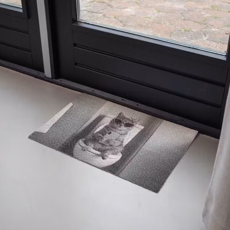 Deurmat - Kat - Telefoon - Toilet - Zwart - Wit — 2
