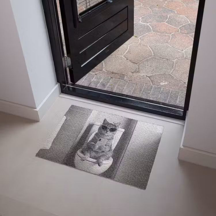 Deurmat - Kat - Telefoon - Toilet - Zwart - Wit — 4