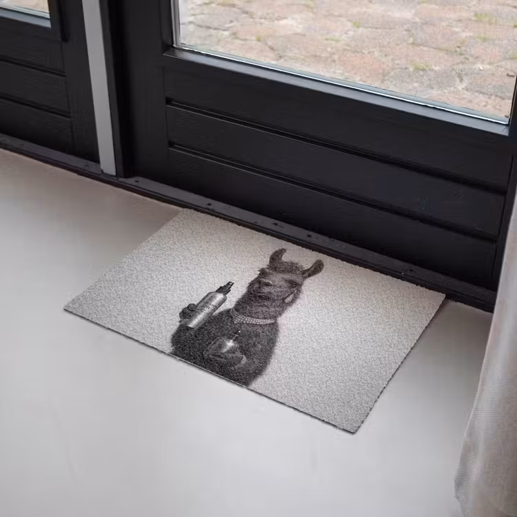 Deurmat - Lama - Flessen - Zwart - Wit — 2