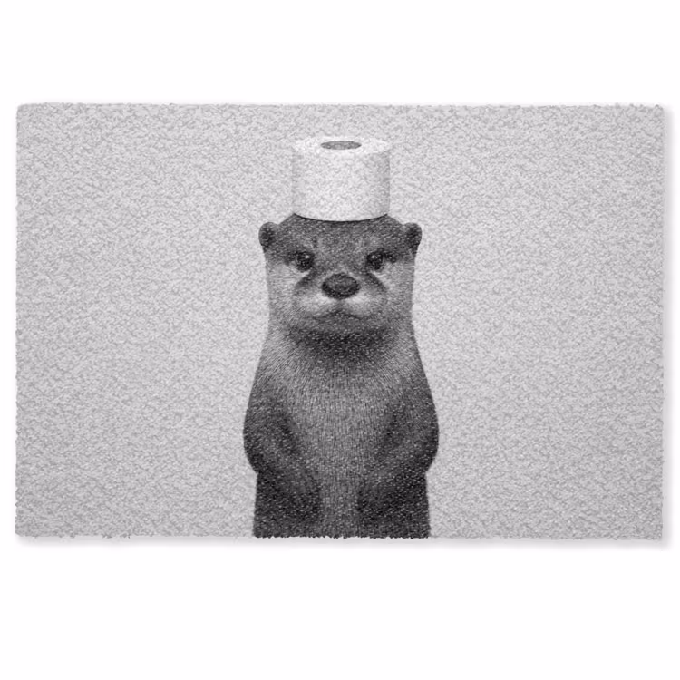 Deurmat - Otter - WC rol - Zwart - Wit — 1