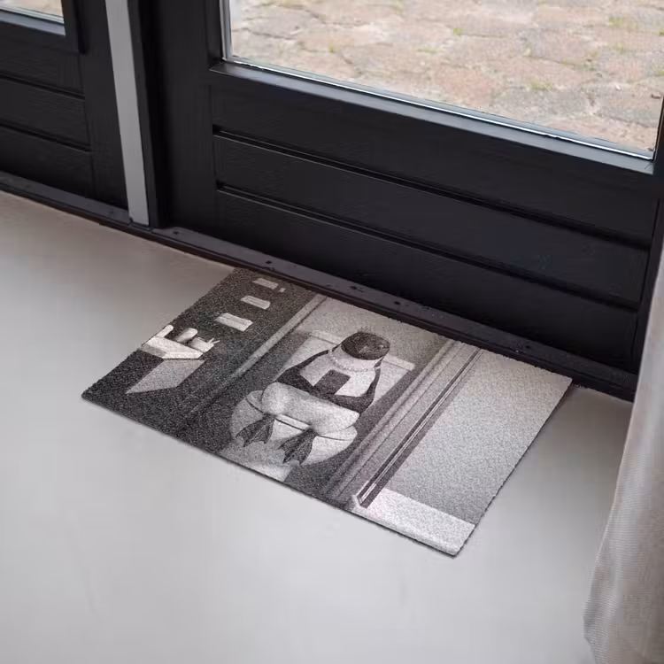 Deurmat - Pinguïn - Telefoon - Toilet - Zwart - Wit — 2