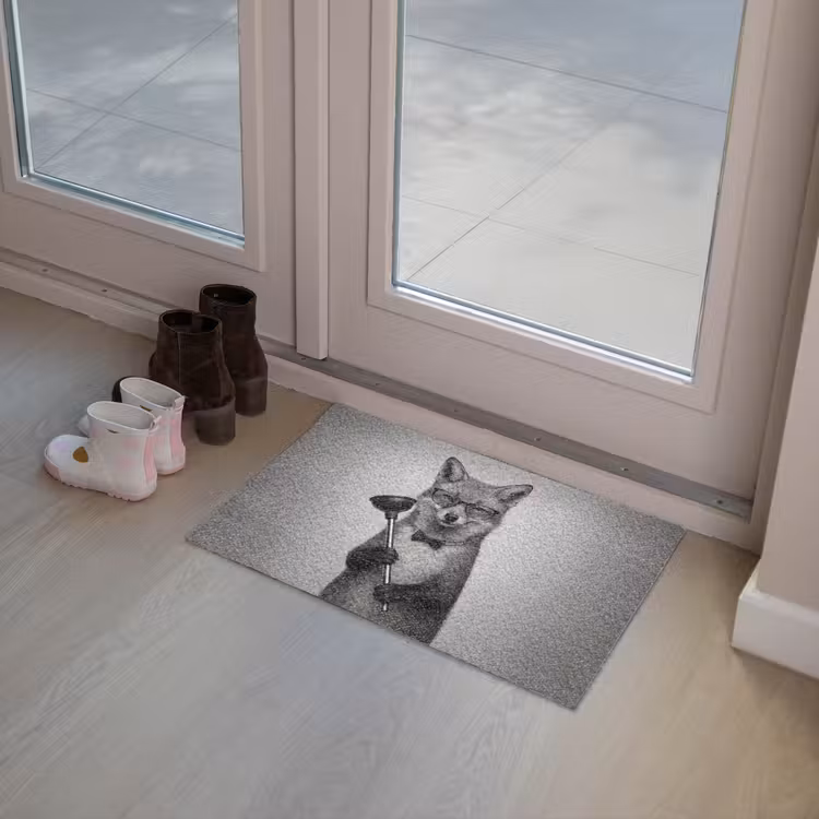 Deurmat - Vos - WC-ontstopper - Zwart - Wit — 8